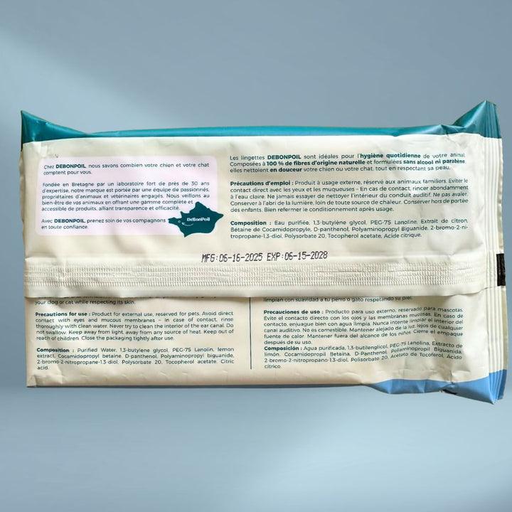 Lingettes pour chat et chien sans parfum