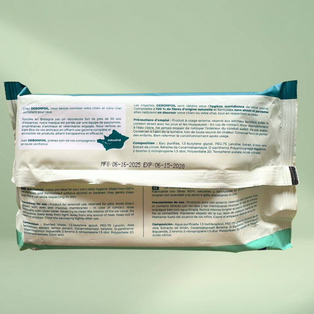 Lingettes pour chien et chat aloe vera x50 - nettoyage doux et apaisant