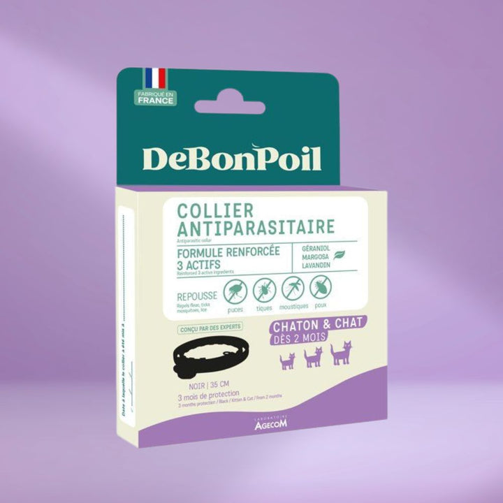 Collier anti étranglement chat antipuces noir