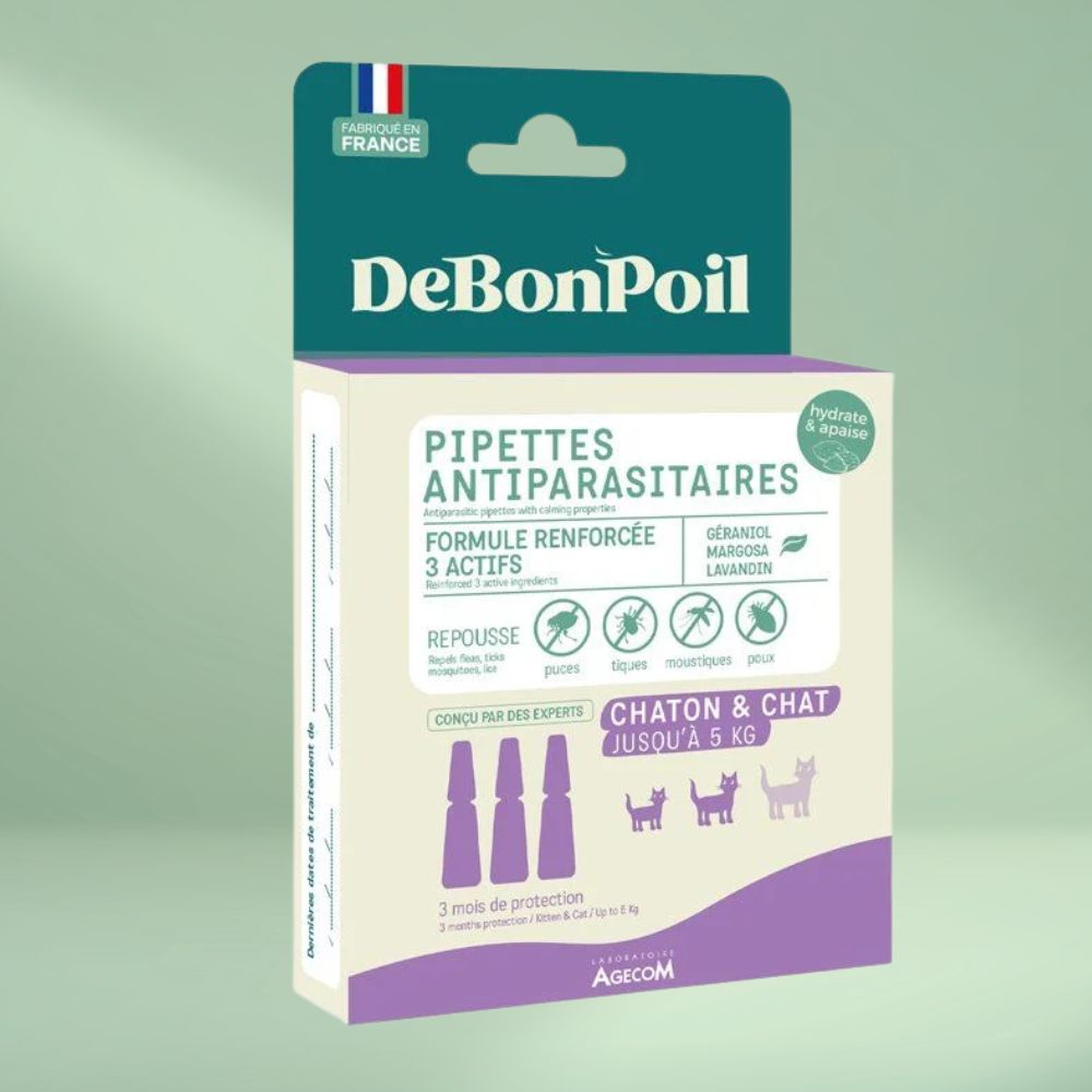 3 pipettes antipuces pour chat à partir de 2 mois