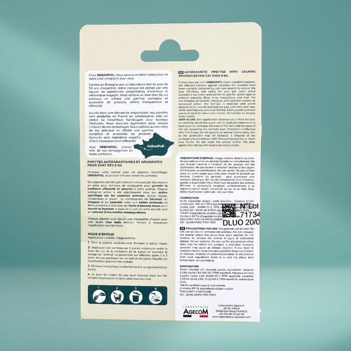 3 pipettes antipuces pour chat à partir de 2 mois