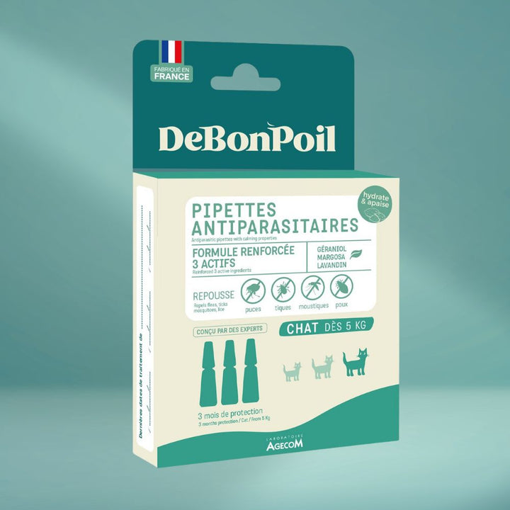3 pipettes antipuces pour chat à partir de 2 mois