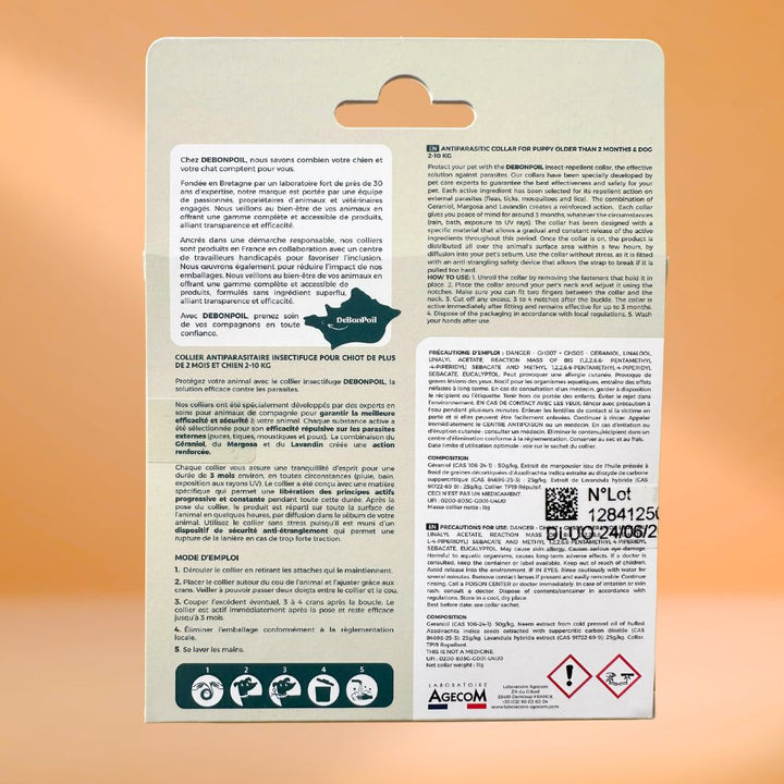 collier antiparasitaire noir chiot & petit chien (à partir de 2kg)