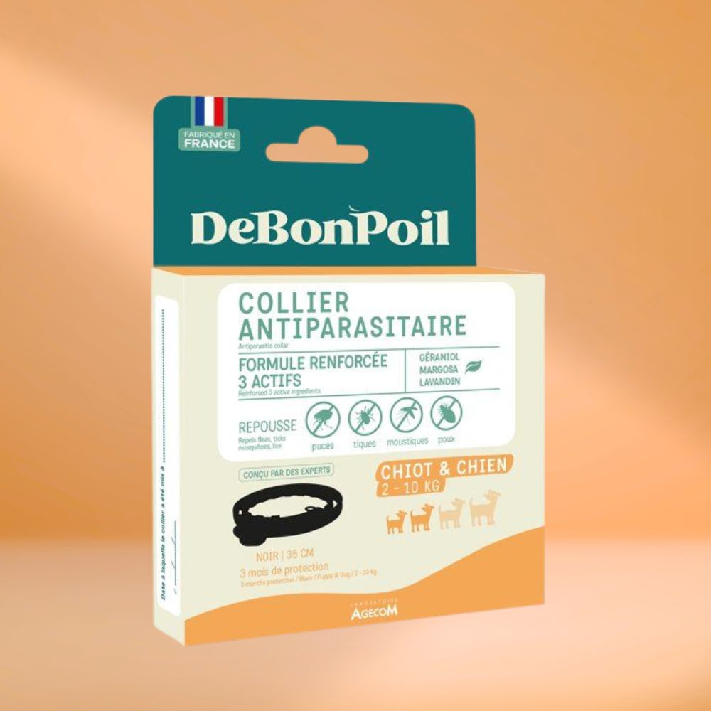 collier antiparasitaire noir chiot & petit chien (à partir de 2kg)