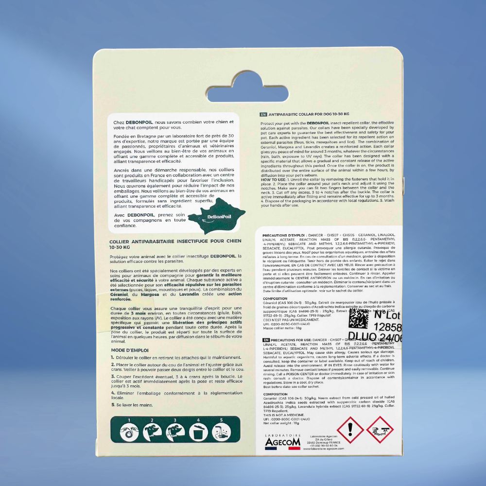 collier antiparasitaire noir chiot & petit chien (à partir de 2kg)