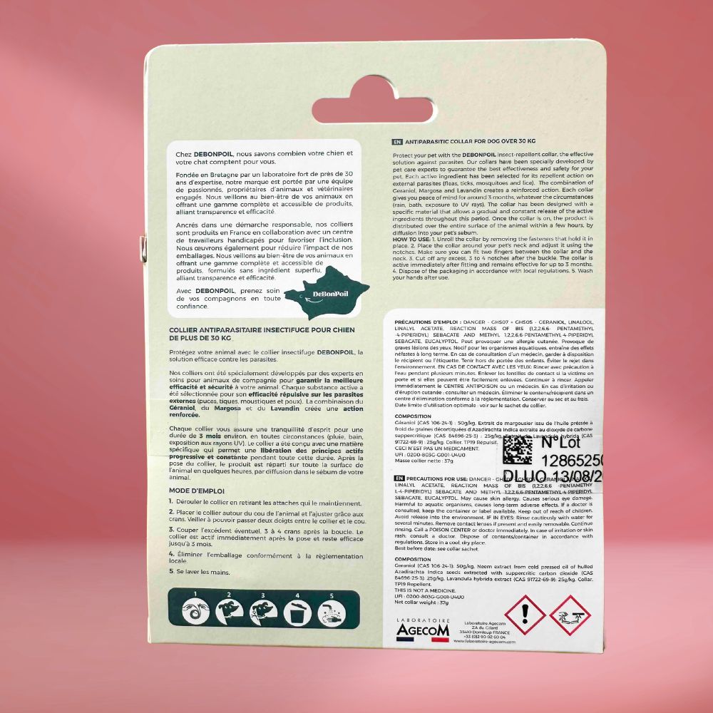 collier antiparasitaire noir chiot & petit chien (à partir de 2kg)