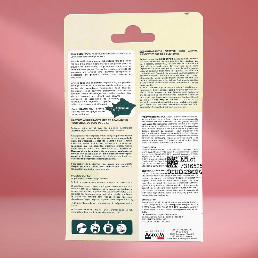 Pipettes antipuces pour chiot & chien – Protection mensuelle naturelle