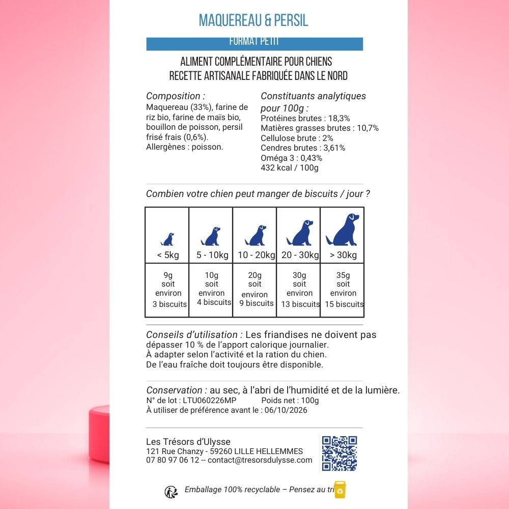 Gâteaux pour chien - Recette naturelle  et gourmande au maquereau