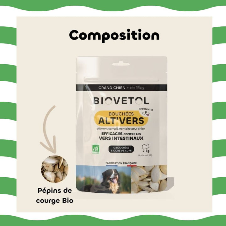 bouchée vermifuge en doypack Alt'vers  de biovétol